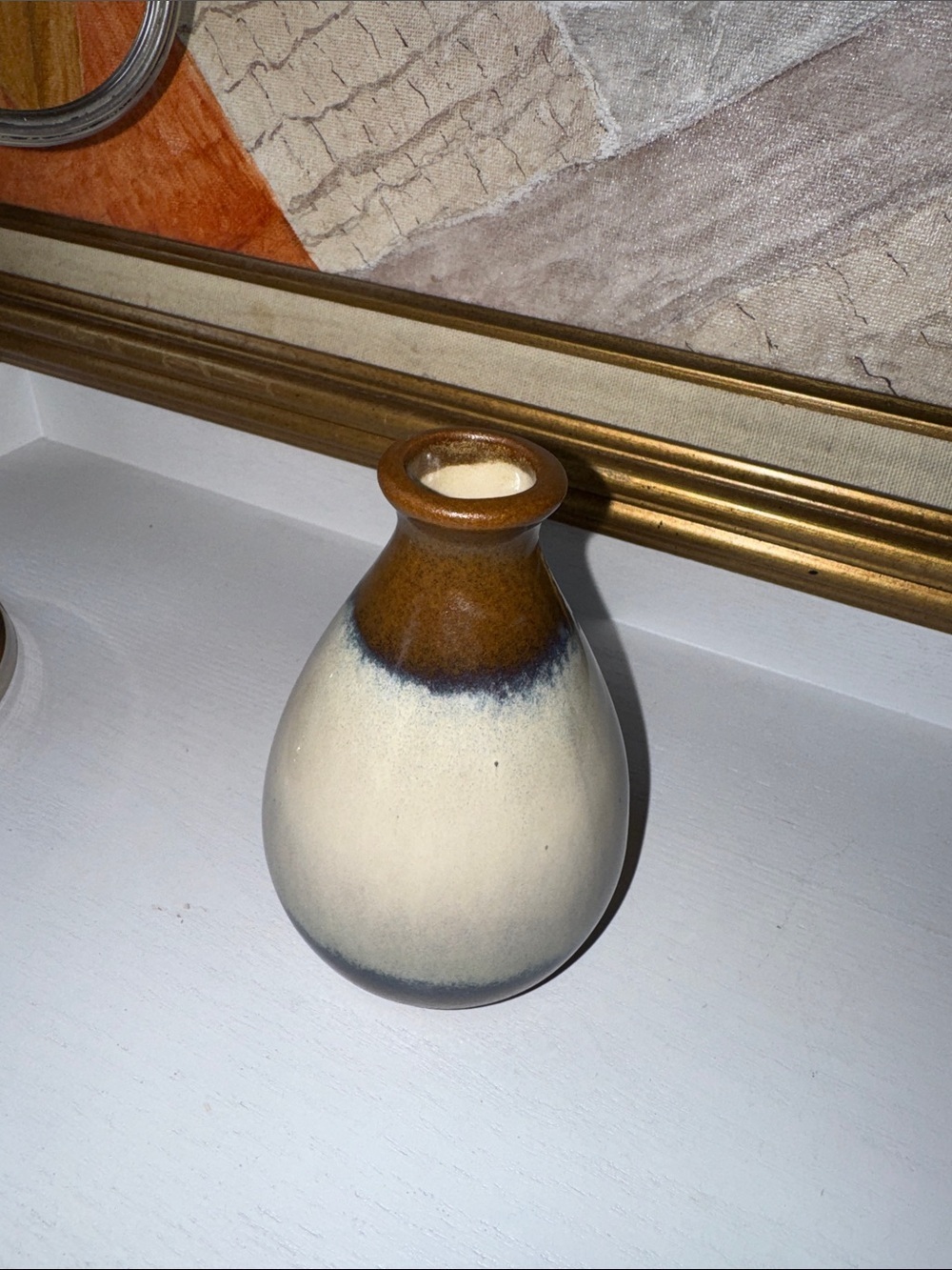 Two-Tone Ceramic Accent Vase in Cream and Brown